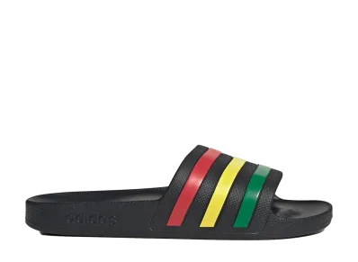 adidas Adilette Aqua Slides "Core Black/Green/Pure Ruby"