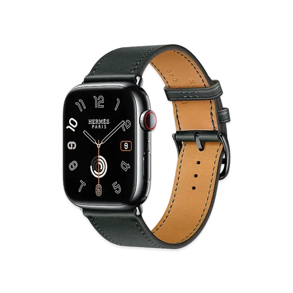 Apple Watch x Hermes Series 9 (GPS + Cellular Model) Space Black 45mm and Single Tour "Black"