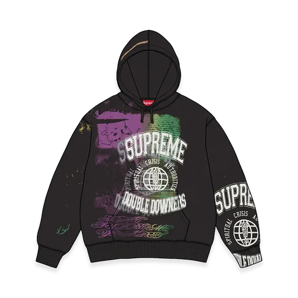 Supreme Overprint Hooded Sweatshirt "Black"