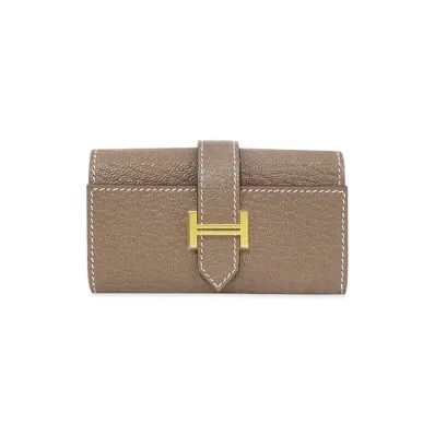 Hermes Bearn 4 Key Case Chevre Mysore "Etoupe/Gold"