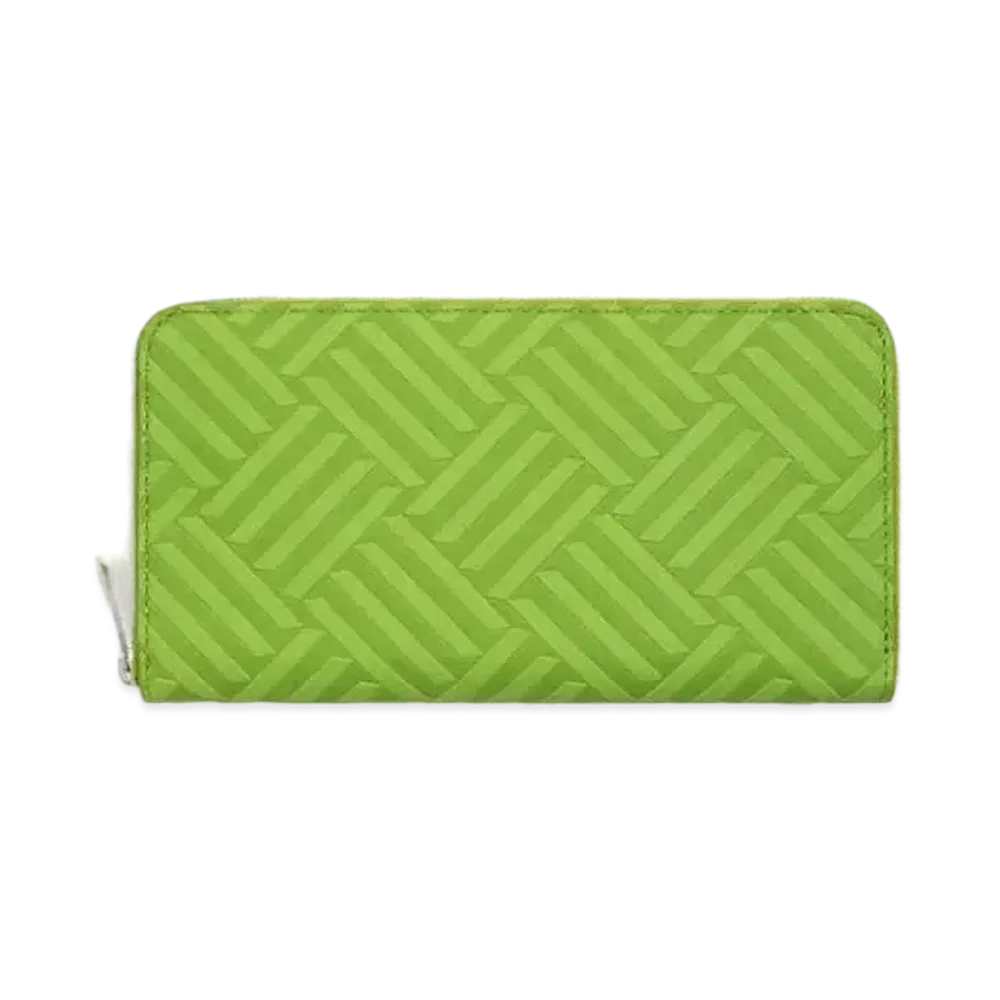 Bottega Veneta Debossed Intrecciato Calfskin Zip Around Wallet "Kiwi"