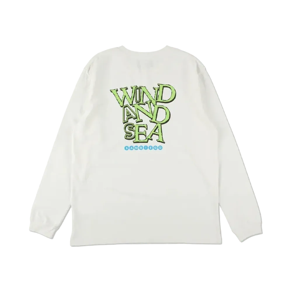 WIND AND SEA Printed Washed L/S Tee "White"