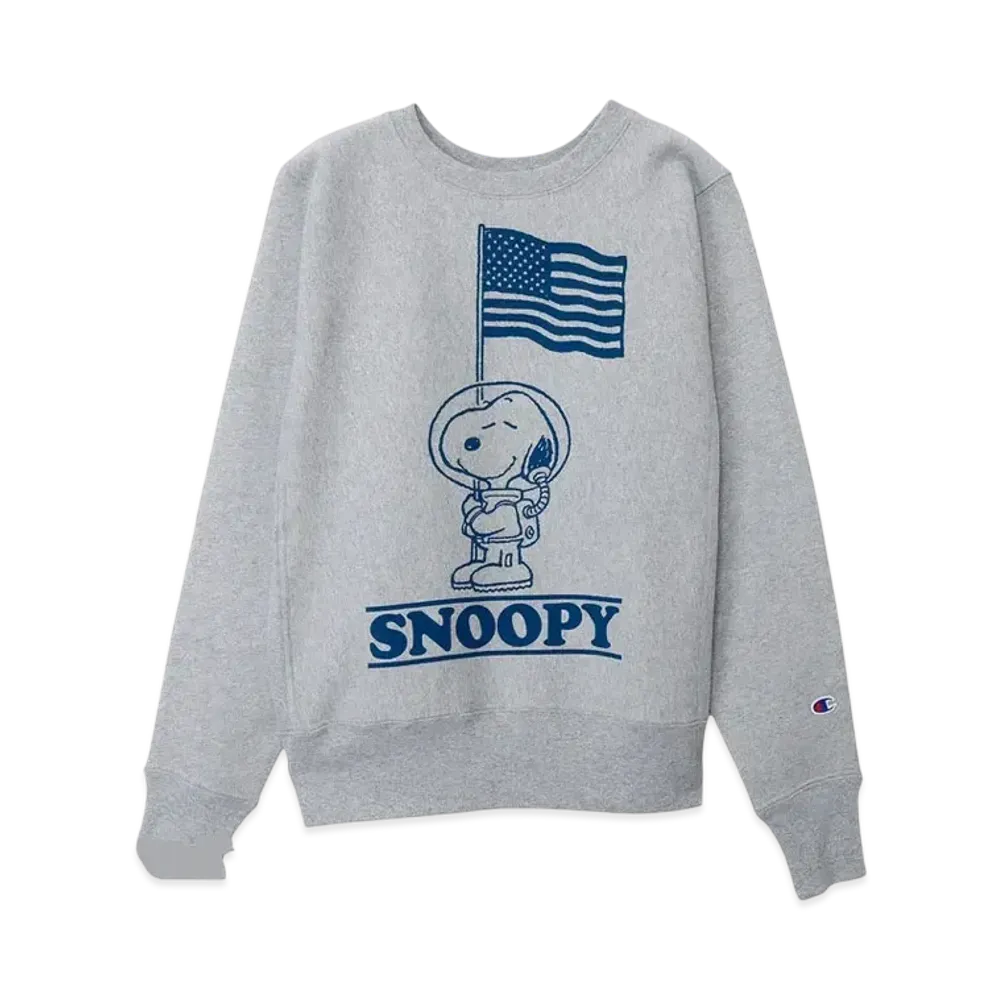 Champion x PEANUTS Reverse Weave Crew Neck Sweatshirt Made In USA "Oxford Grey"