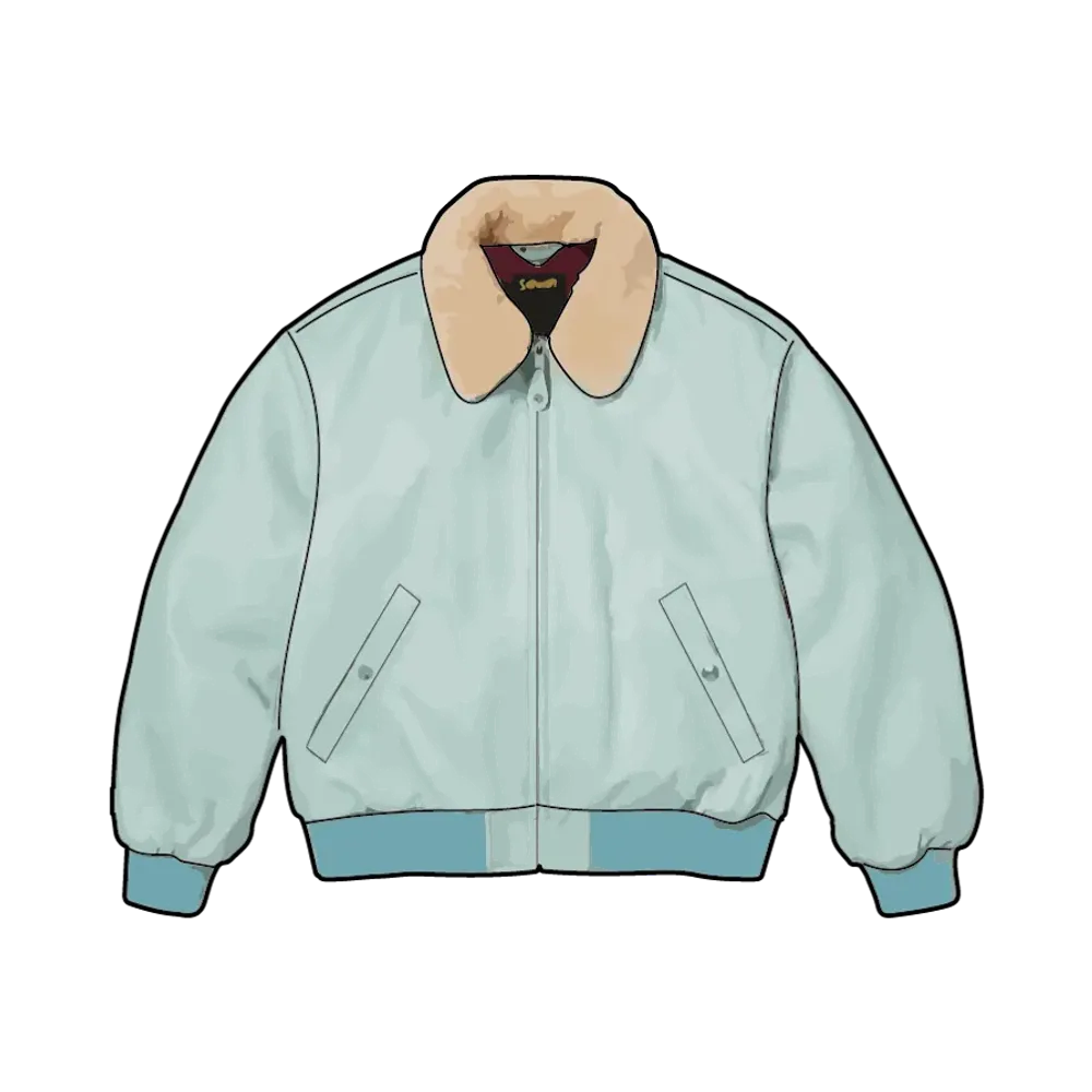 Supreme x Schott Shearling Collar Bomber Jacket "Light Blue"