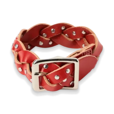 BEAMS FUTURE ARCHIVE Leather Studs Bangle "Red"