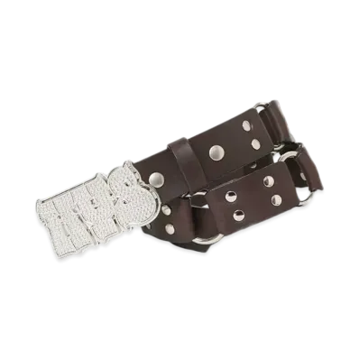 HYSTERIC GLAMOUR Hypnotized Logo Ring Leather Belt "Brown"