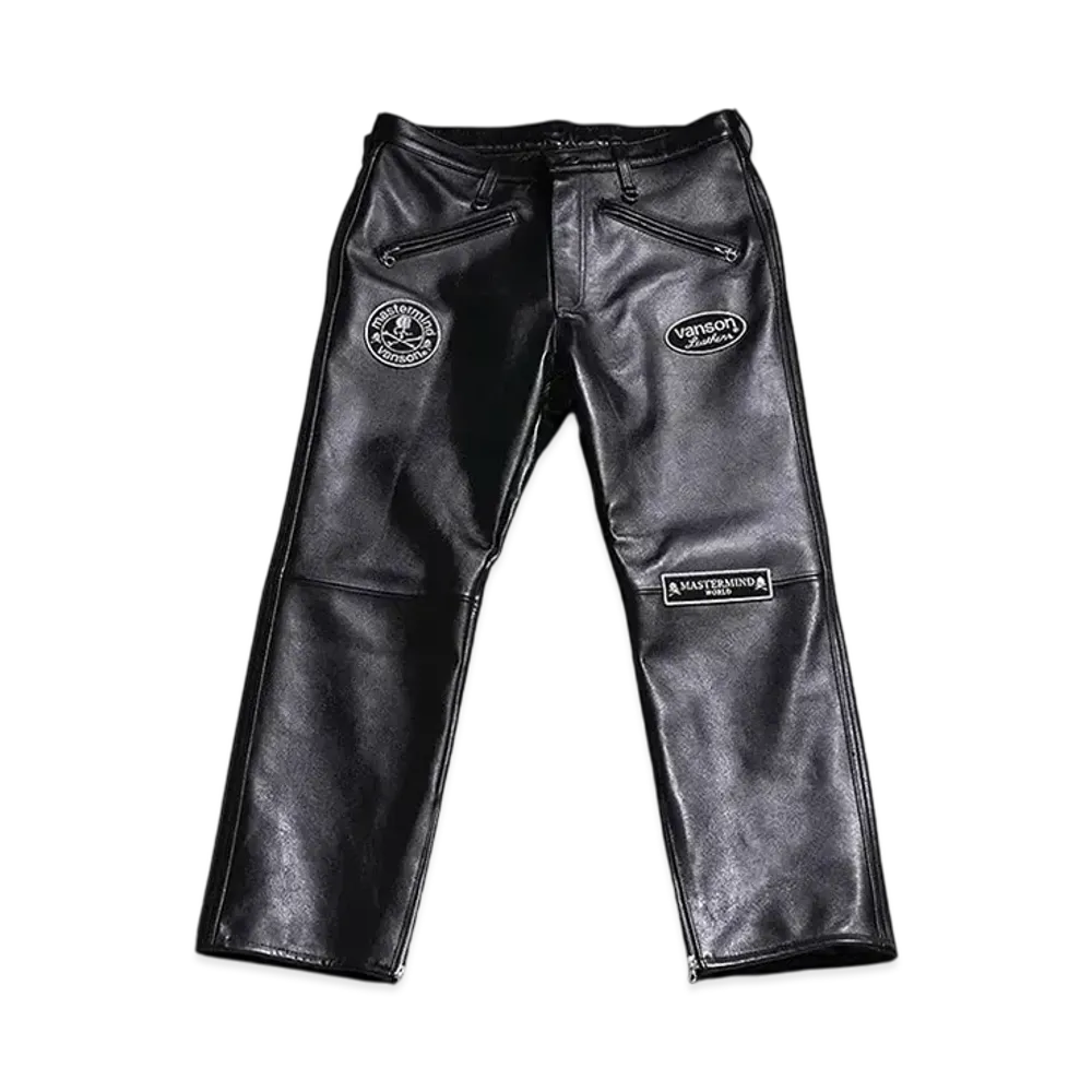VANSON x Mastermind World Bone Leather Pants Custom "Black"