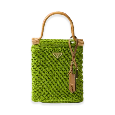 PRADA Cotton Crochet Mini Handbag "Light Green"