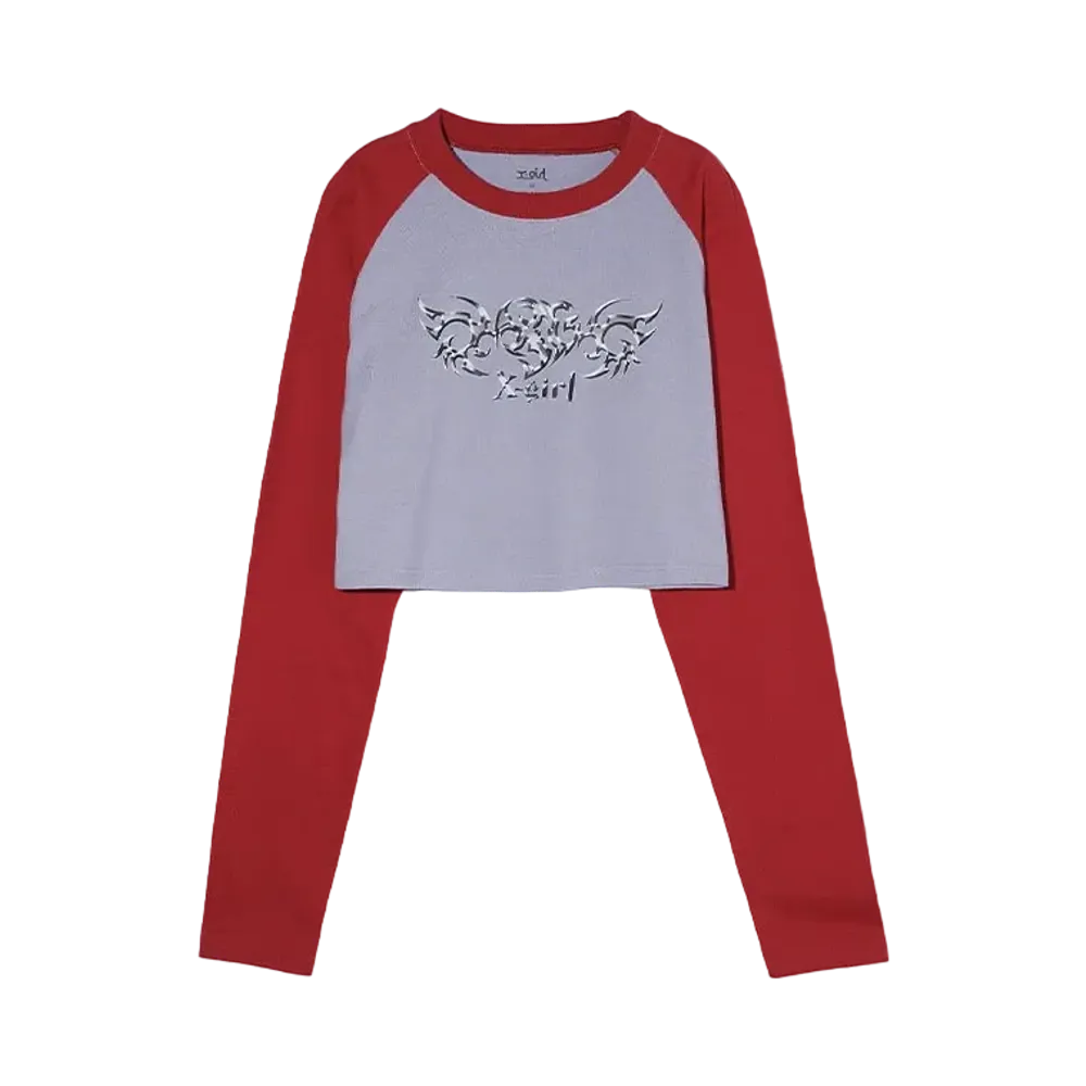 X-Girl Tribal Heart Raglan L/S Tee "Grey"
