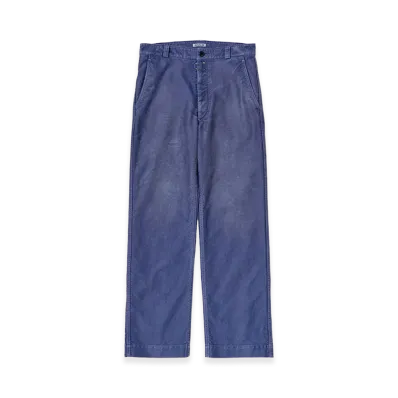 AURALEE Garment-Dyed Organic Cotton Heavy Moleskin Pants "Faded Navy"