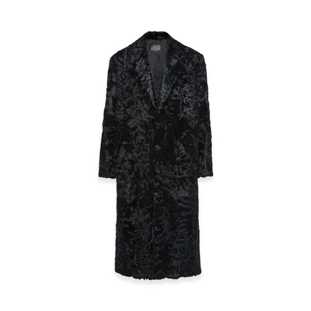 PRADA Single-Breasted Leather Coat "Black"