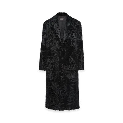 PRADA Single-Breasted Leather Coat "Black"