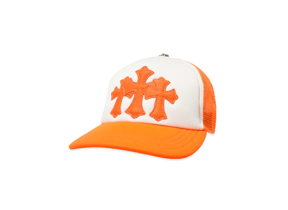 Chrome Hearts 3 Cemetery Cross Patch Trucker Hat "Orange"
