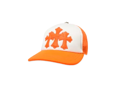 Chrome Hearts 3 Cemetery Cross Patch Trucker Hat "Orange"