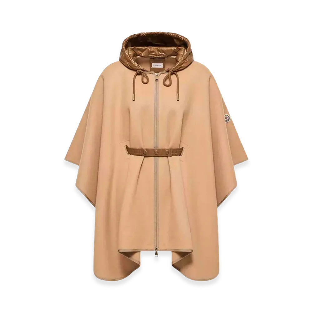 MONCLER Women's Wool Blend Cape "Camel"