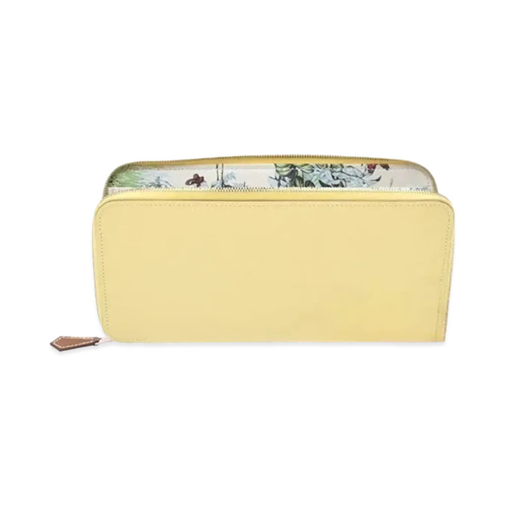 Hermes Azap Silk'In Long Veau Epsom/Silk "Jaune Poussin/Nata/Silver"