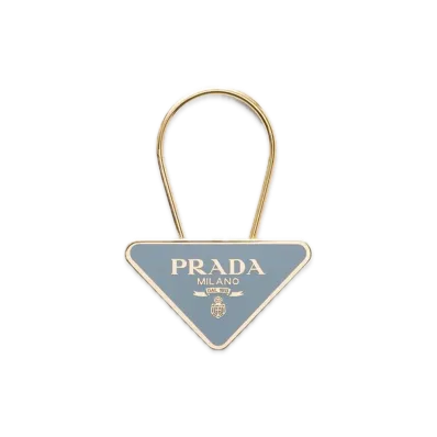 PRADA Enamel Metal Keyring "Gold/Light blue"