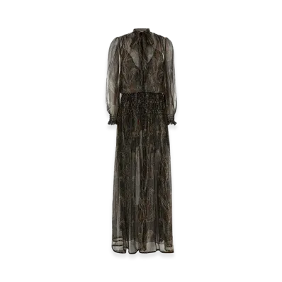 Saint Laurent Women's Semi-Sheer Lavalliere Maxi Dress In Lurex Paisley "Printed"