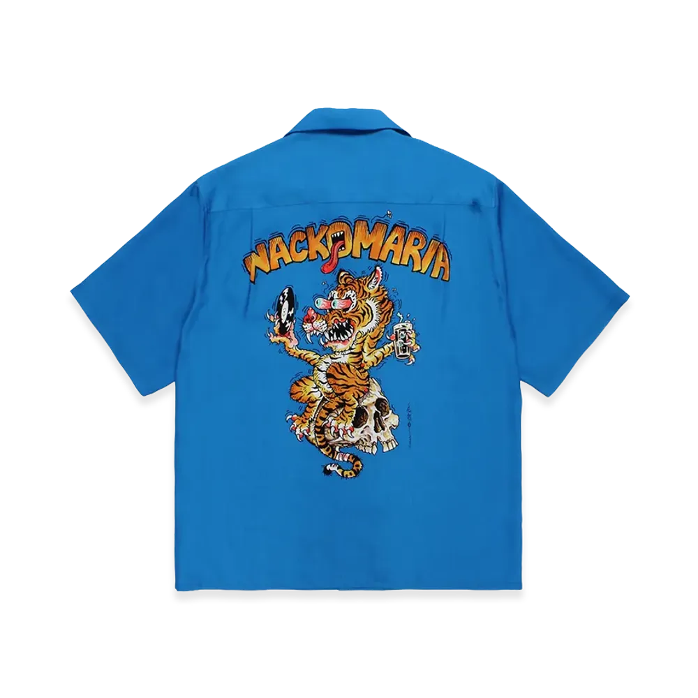 WACKO MARIA x Tim Lehi 50's Open Collar Shirt "Blue"