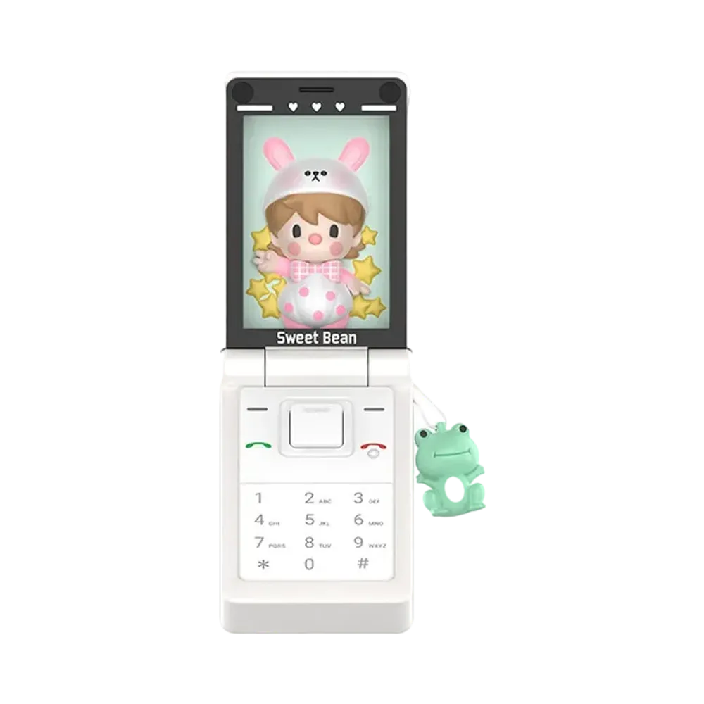 POP MART Sweet Bean Pearl White Flip Phone