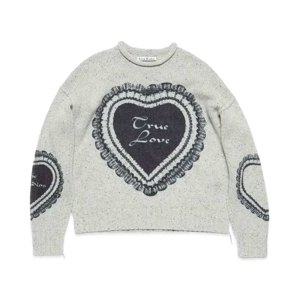 Acne Studios Printed Wool Blend Sweater "Light Gray"