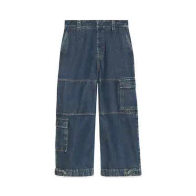 GUCCI Denim Pant With Gucci Label "Dark Blue"