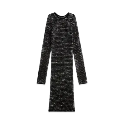 BALENCIAGA Women's "Crystal" Mesh Mini Dresses "Black"