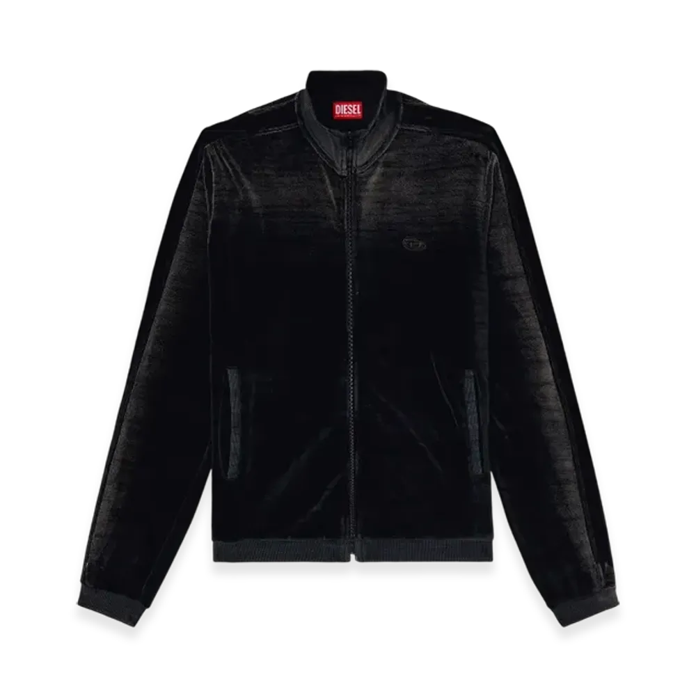 Diesel S-Olock-Band Faded Velvet Track Jacket "Black"