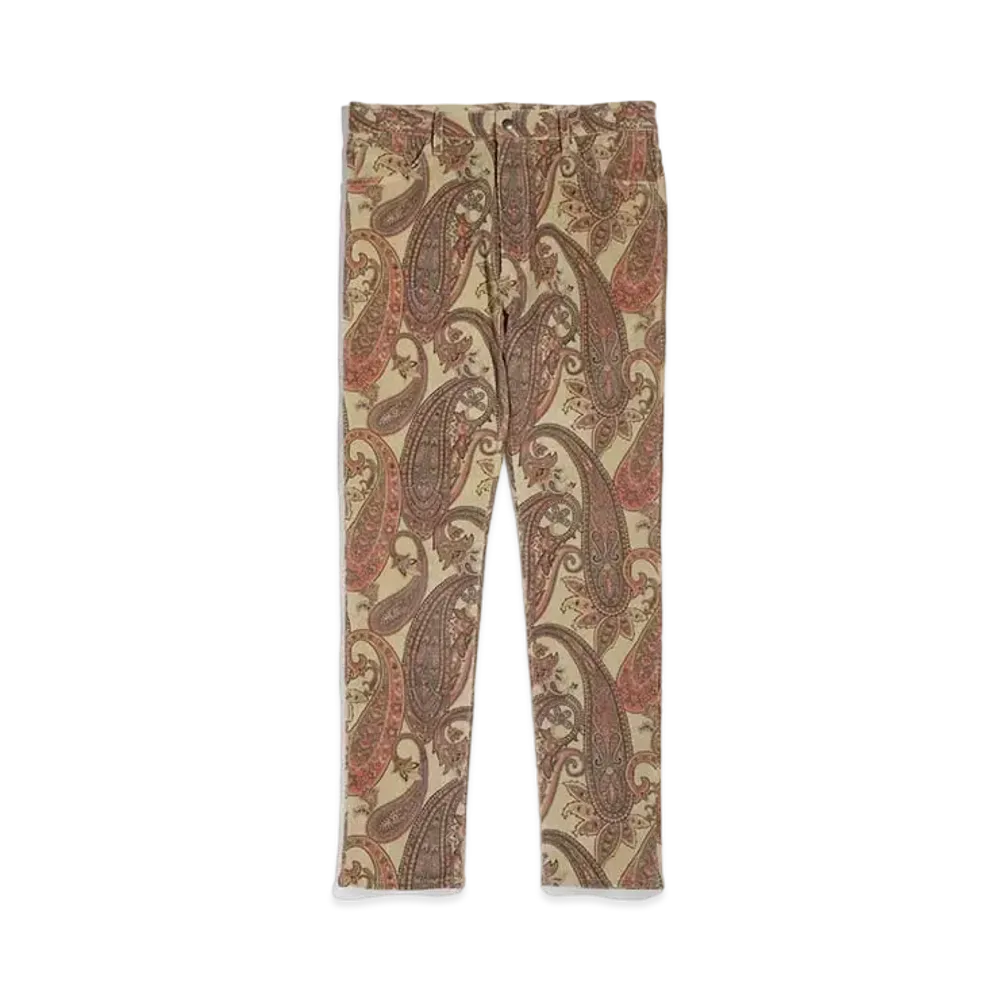 Needles SKINNY JEAN - C/PU 16W CORDUROY / PAISLEY PT. "Khaki"