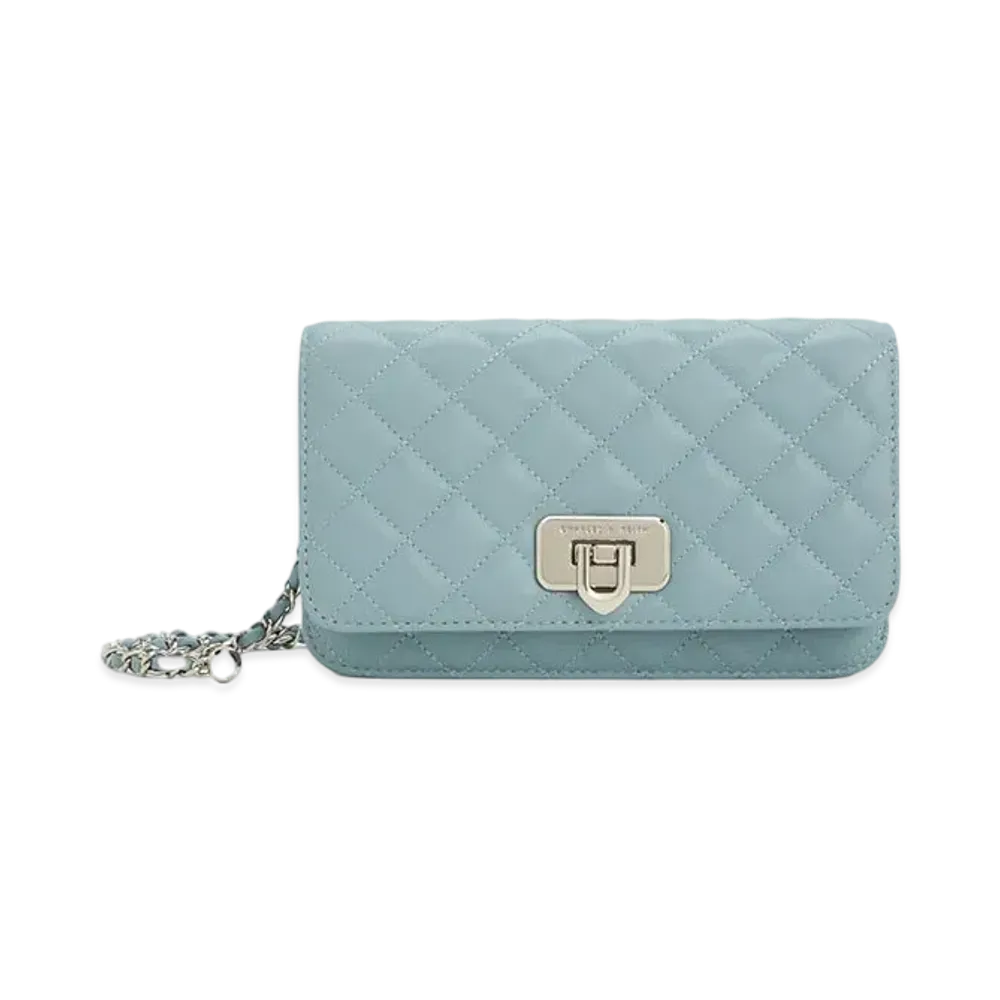 CHARLES & KEITH Cressida Quilt Push Lock Clutch "SlateBlue"