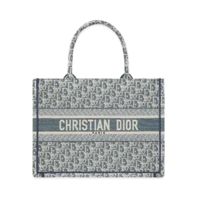 Dior Medium Dior Book Tote Dior Oblique Chambray-Effect Embroidery "Blue"