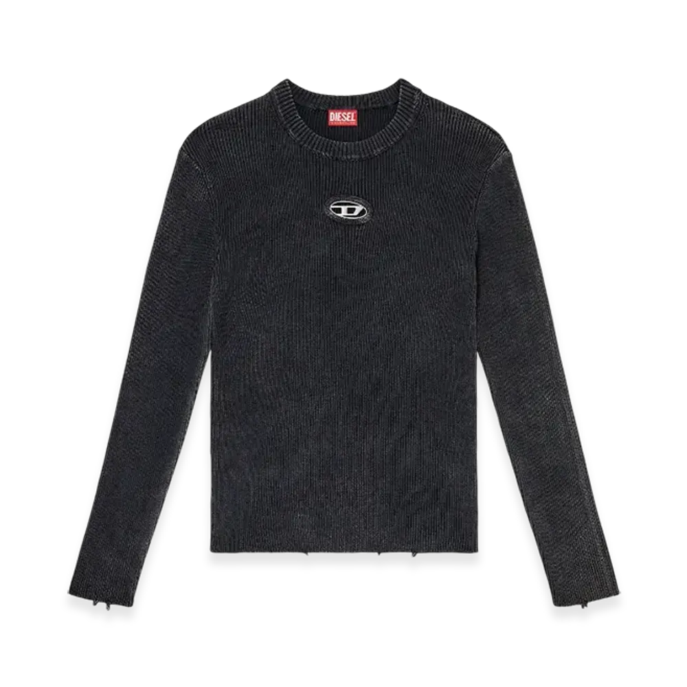Diesel K-Darin-D Distressed Jumper With Cut-Out Logo "Black"