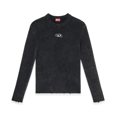 Diesel K-Darin-D Distressed Jumper With Cut-Out Logo "Black"