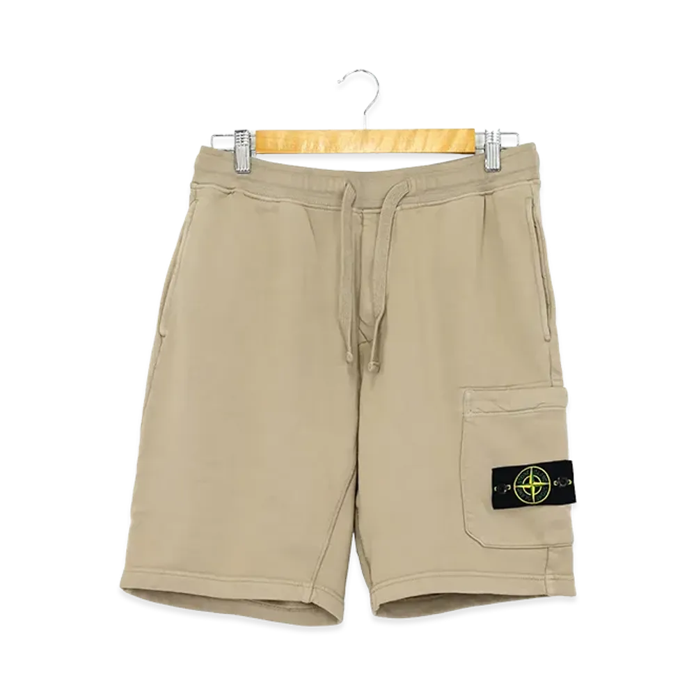 Stone Island Organic Cotton Fleece Short Jogger Pants "Desert Brown"