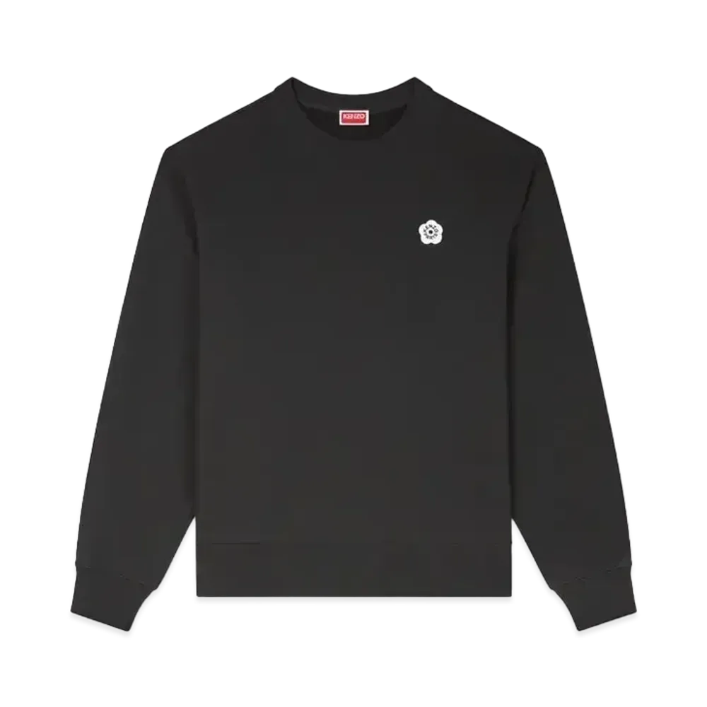 KENZO 'BOKE FLOWER 2.0' Embroidered Classic Sweat GOTS Cotton "Black"