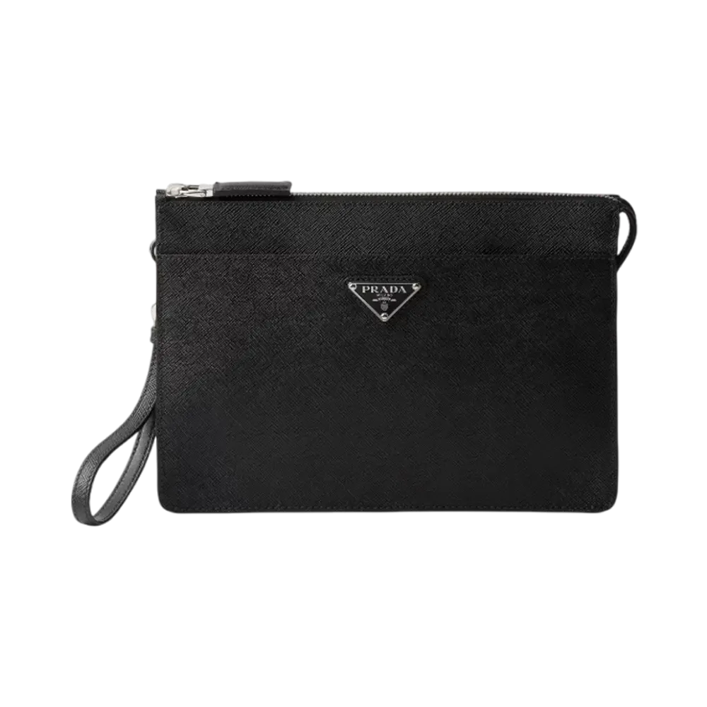 PRADA Saffiano Leather Pouch "Black"