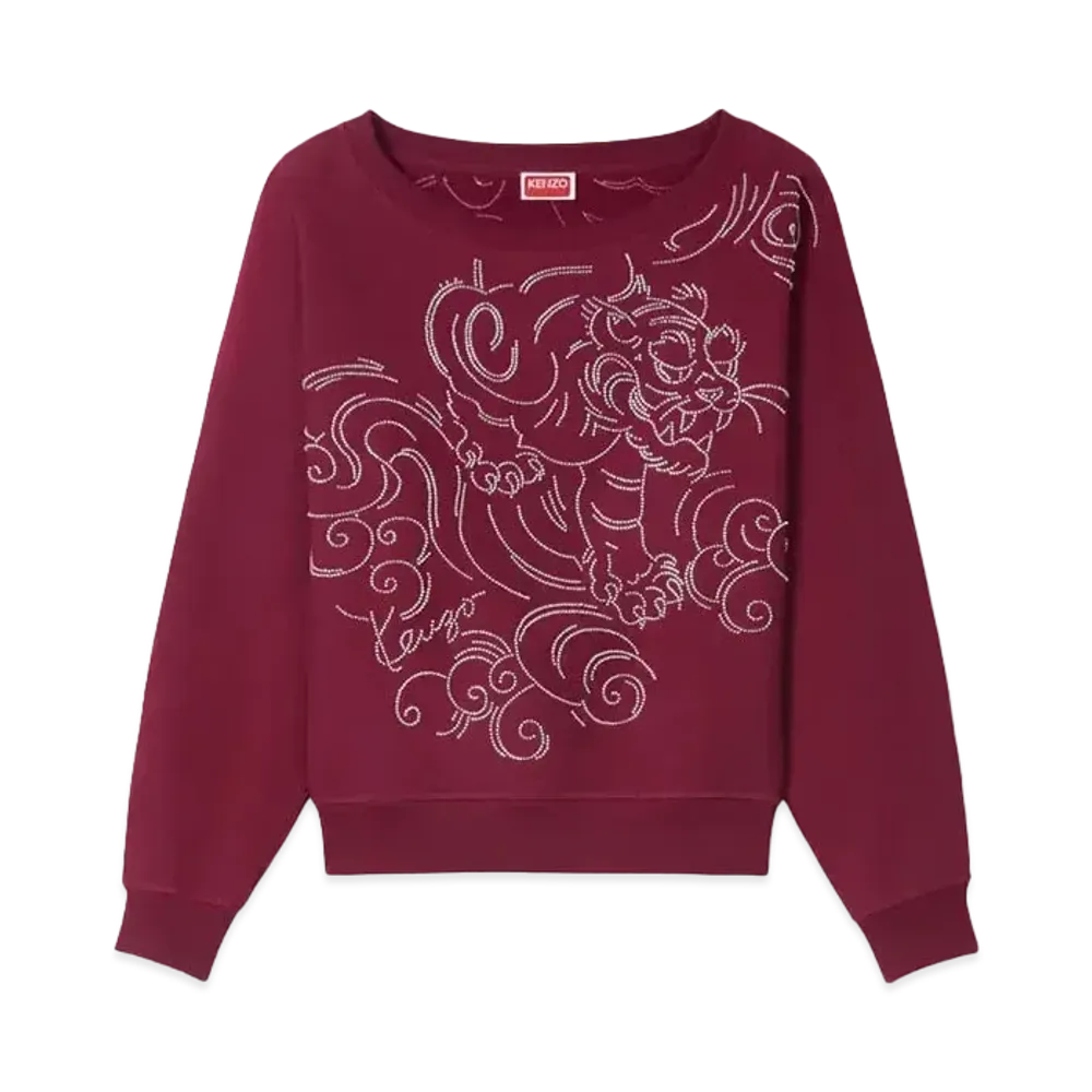 KENZO 'Star Tiger' Embroidery Oversize Batwing Sweat "Bordeaux"