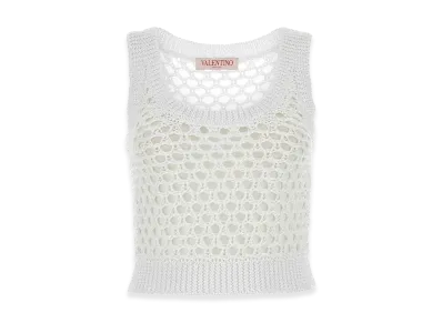 Valentino Women's Mesh Garavani Escape Crop-Top "White"