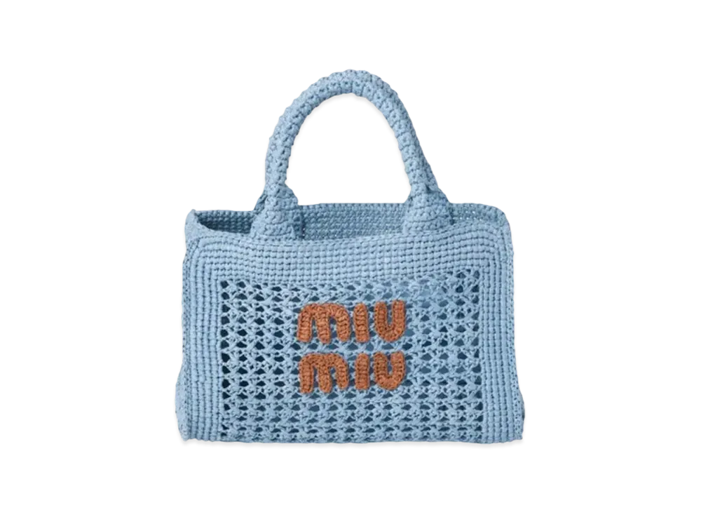 MIUMIU Crochet Handbag "Light Blue/Cognac"