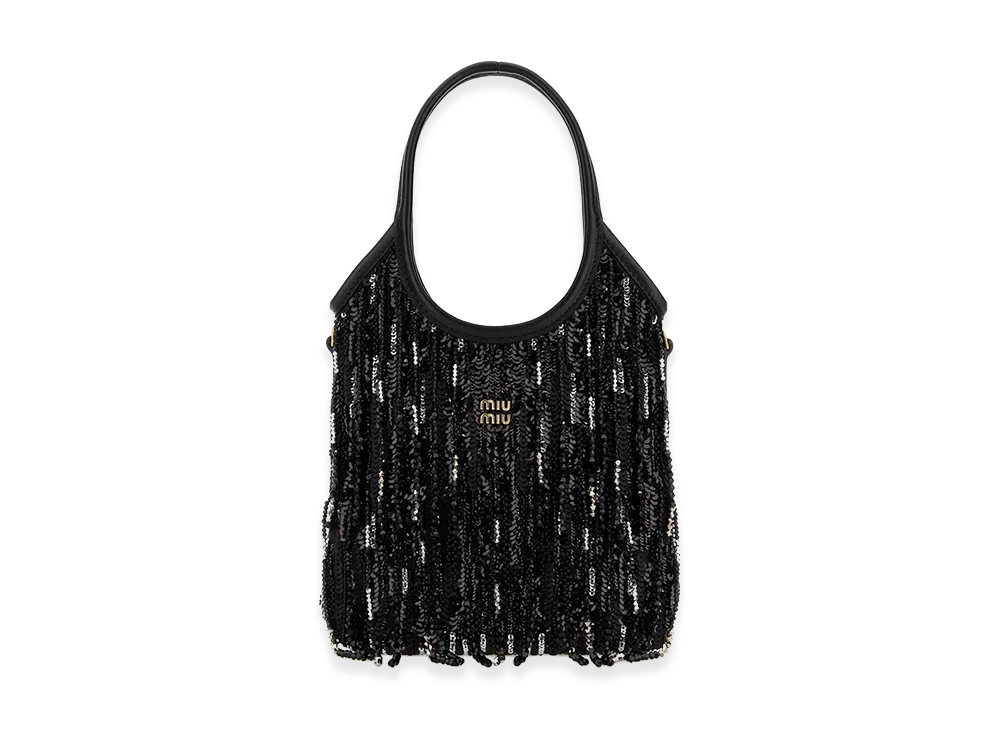 MIU MIU Women's Embellished Fabric Handbag "Black"