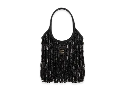MIU MIU Women's Embellished Fabric Handbag "Black"