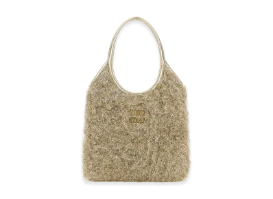 MIU MIU Women's Embellished Fabric Handbag "Gold"