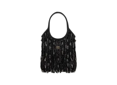 MIU MIU Women's Embellished Fabric Handbag "Black"