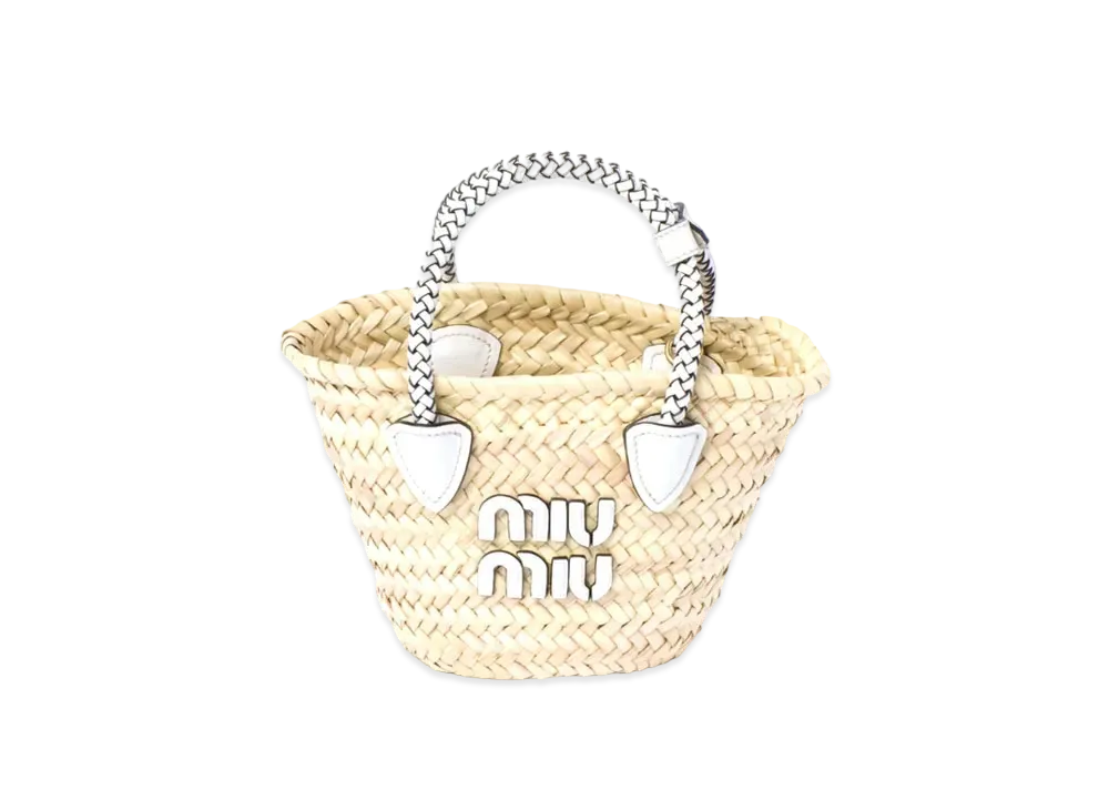 MIUMIU Woven Habric Handbag "Beige/White"