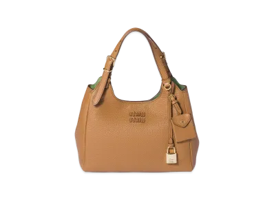 MIU MIU Leather Handbag "Caramel/Larch Green"