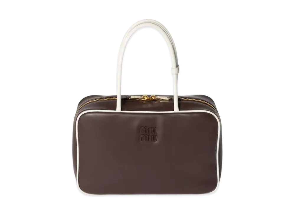 MIUMIU Beau Leather Bag "Brown/White"