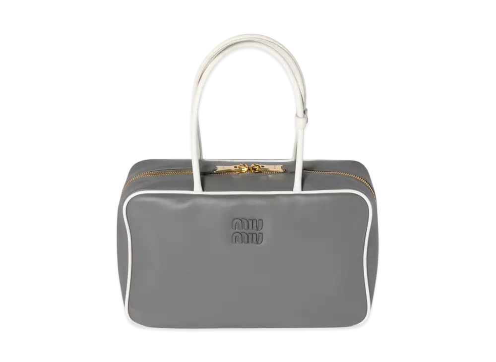 MIUMIU Beau Leather Bag "Marble Gray/White"