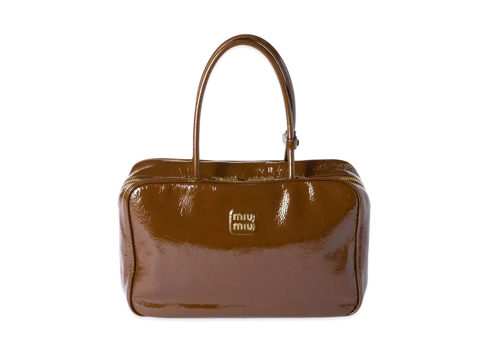 MIUMIU Beau Naplak Patent Leather Bag "Brown"