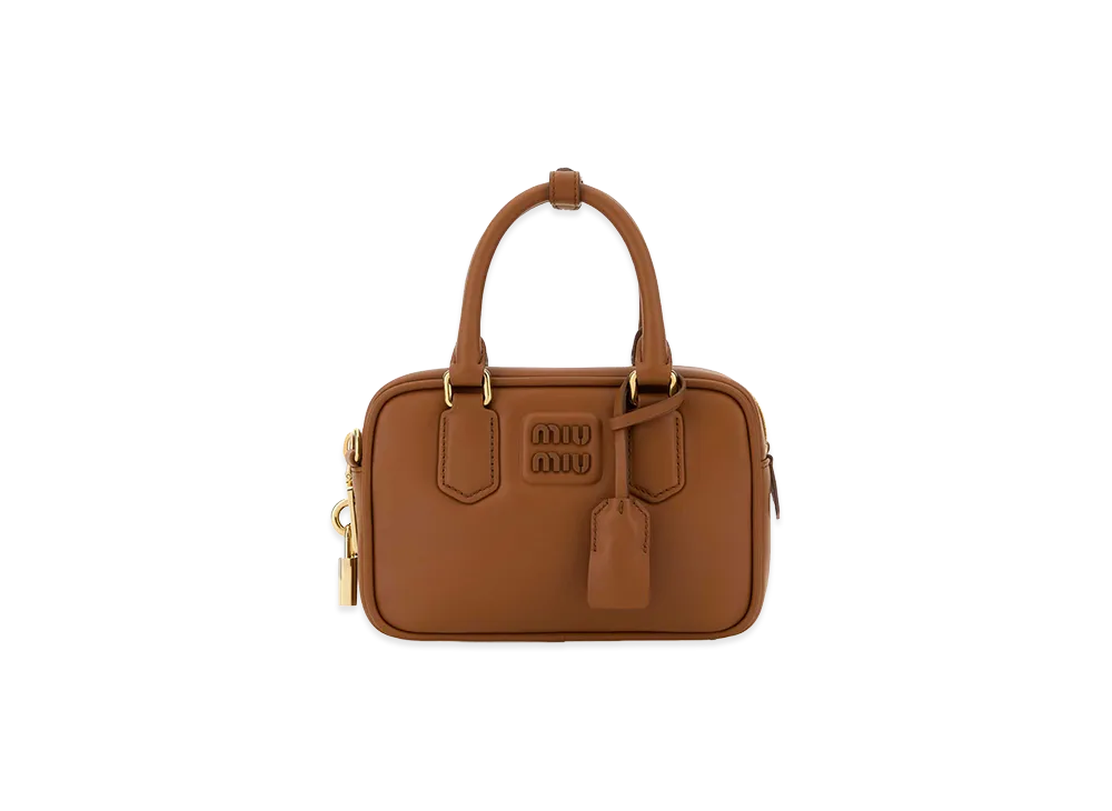 MIU MIU Women's Caramel Leather Arcadie Handbag "Brown"