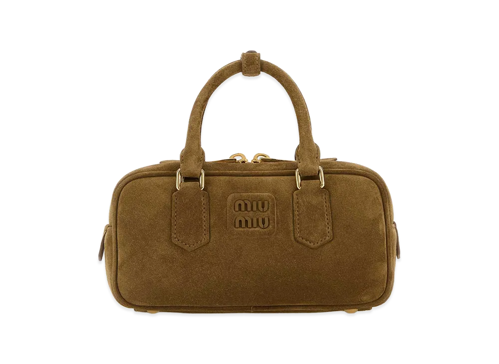 MIU MIU Women's Biscuit Suede Arcadie Handbag "Brown"